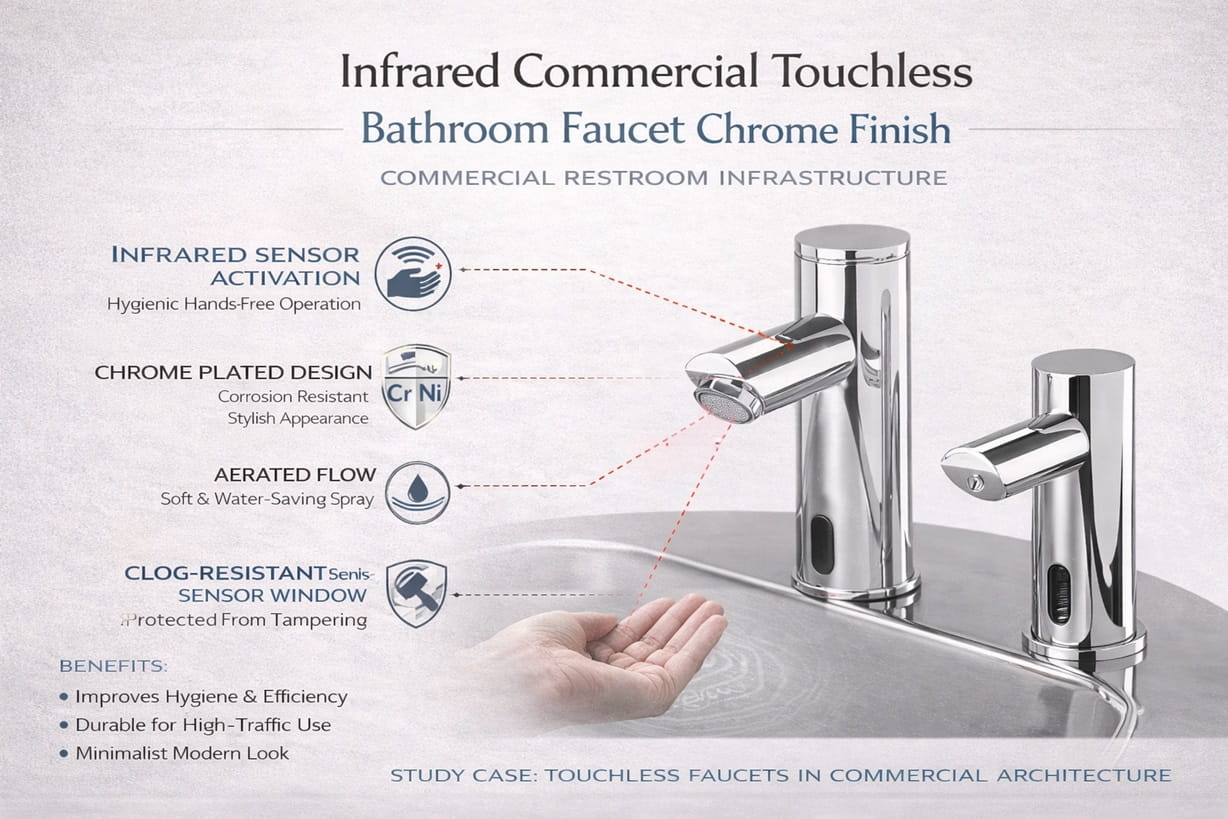 Infrared commercial touchless bathroom faucet chrome finish