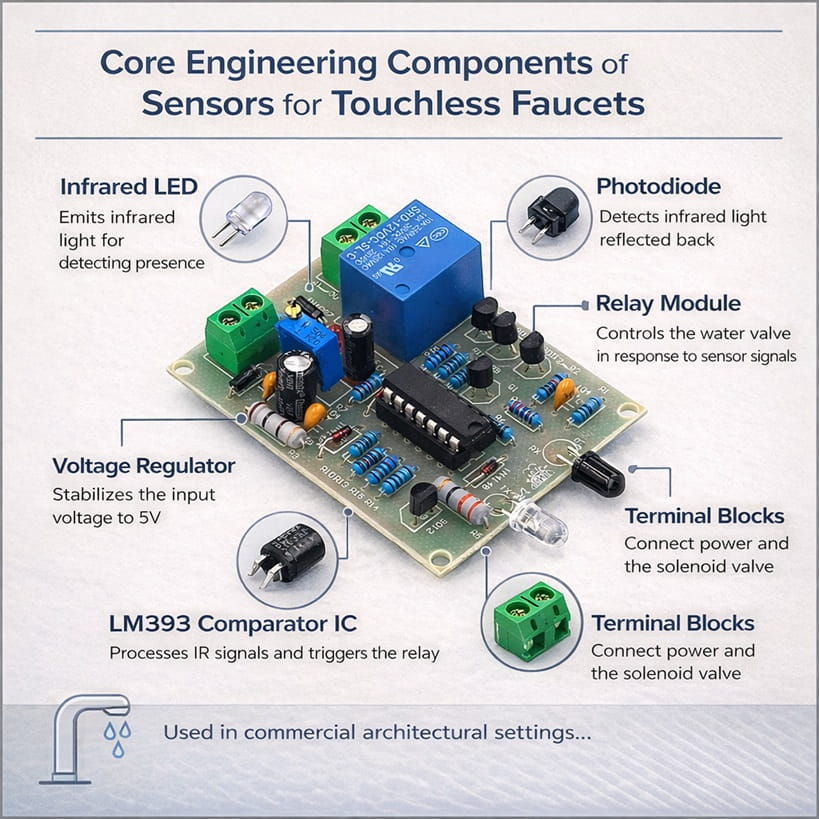 Infrared sensor faucet internal sensor lens